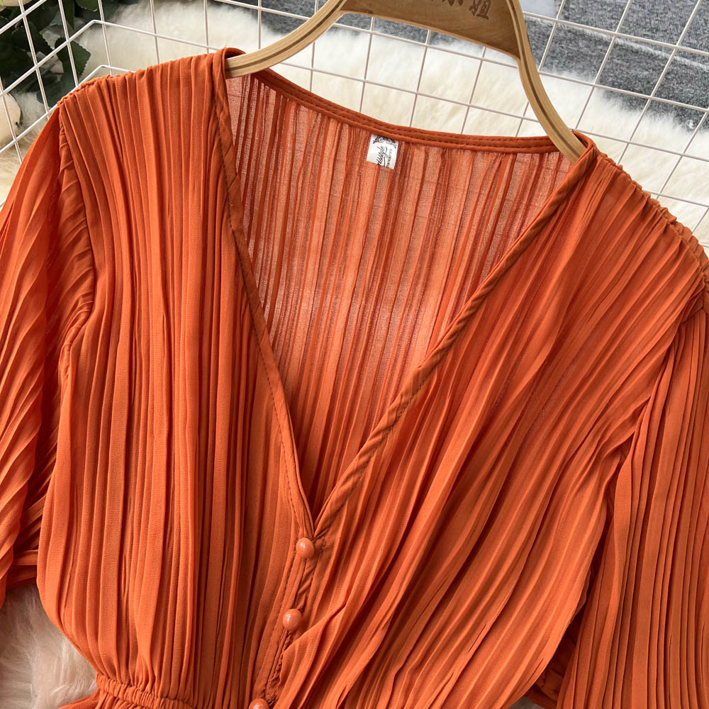 Maxi Dress, Boho Vintage Pleated Dress, Josephine Gown in Blue, Yellow, Orange and Pink