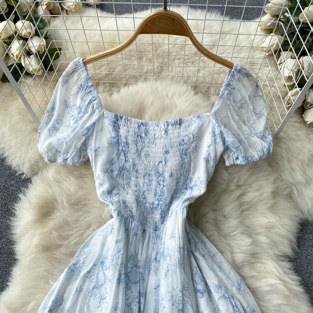 Vintage Dress - Boho Maxi Dress - Floral Print French Women Dress - Summer Smock Dress Eloise
