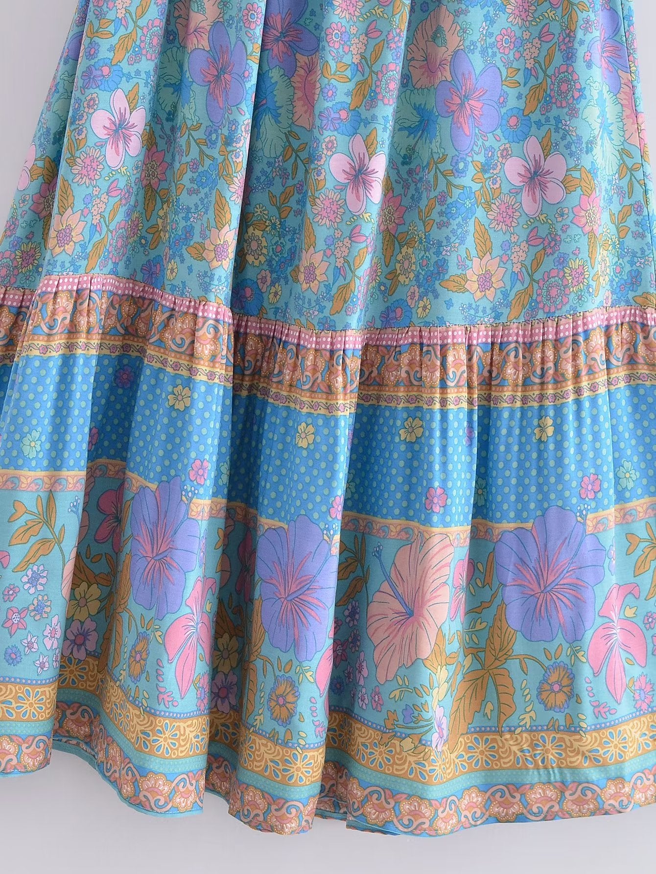 Boho Dress - Sundress - Smocked Dress Scilla Primrose in Pink and Blue