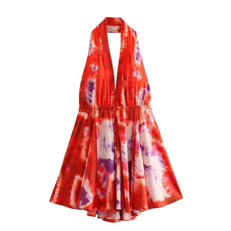 Boho Beach Dress - Mini Sexy Tie Dye Backless Halter Dress - Inner Wanderer