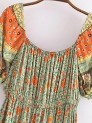 Boho Dress - Sundress - Smocked Dress Nova in Pink and Green