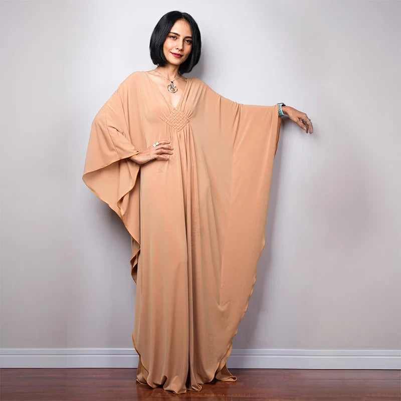 Boho Maxi Dress - Beach Dress, Kaftan Dress Orange Harmony in 15 colors