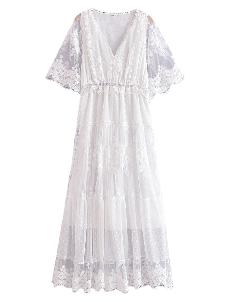 Maxi Dress - Boho Dress - Sundress - Lace Dress - White Celia