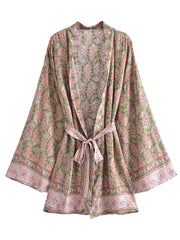 Boho Kimono Robe - Beach Cover-up in Riley Green Pine