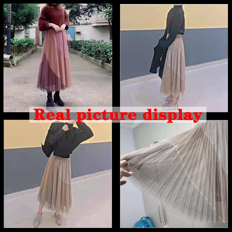 Boho Skirt, Hippie Skirts, Midi Pleated Skirt, Amanda Tulle Skirt in Apricot