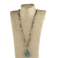 Boho Necklace - RH Precious Lava Amazonite Oval Stones