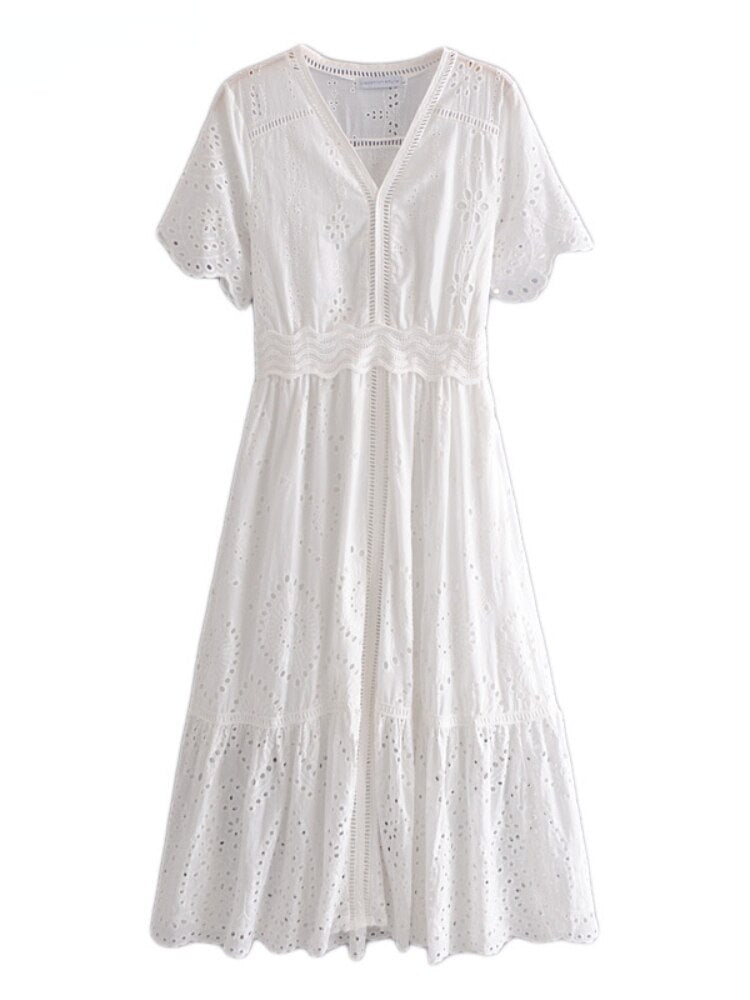 Maxi Dress, Boho Dress, Sundress, White Lace Dandelion