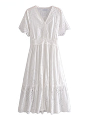 Maxi Dress, Boho Dress, Sundress, White Lace Dandelion