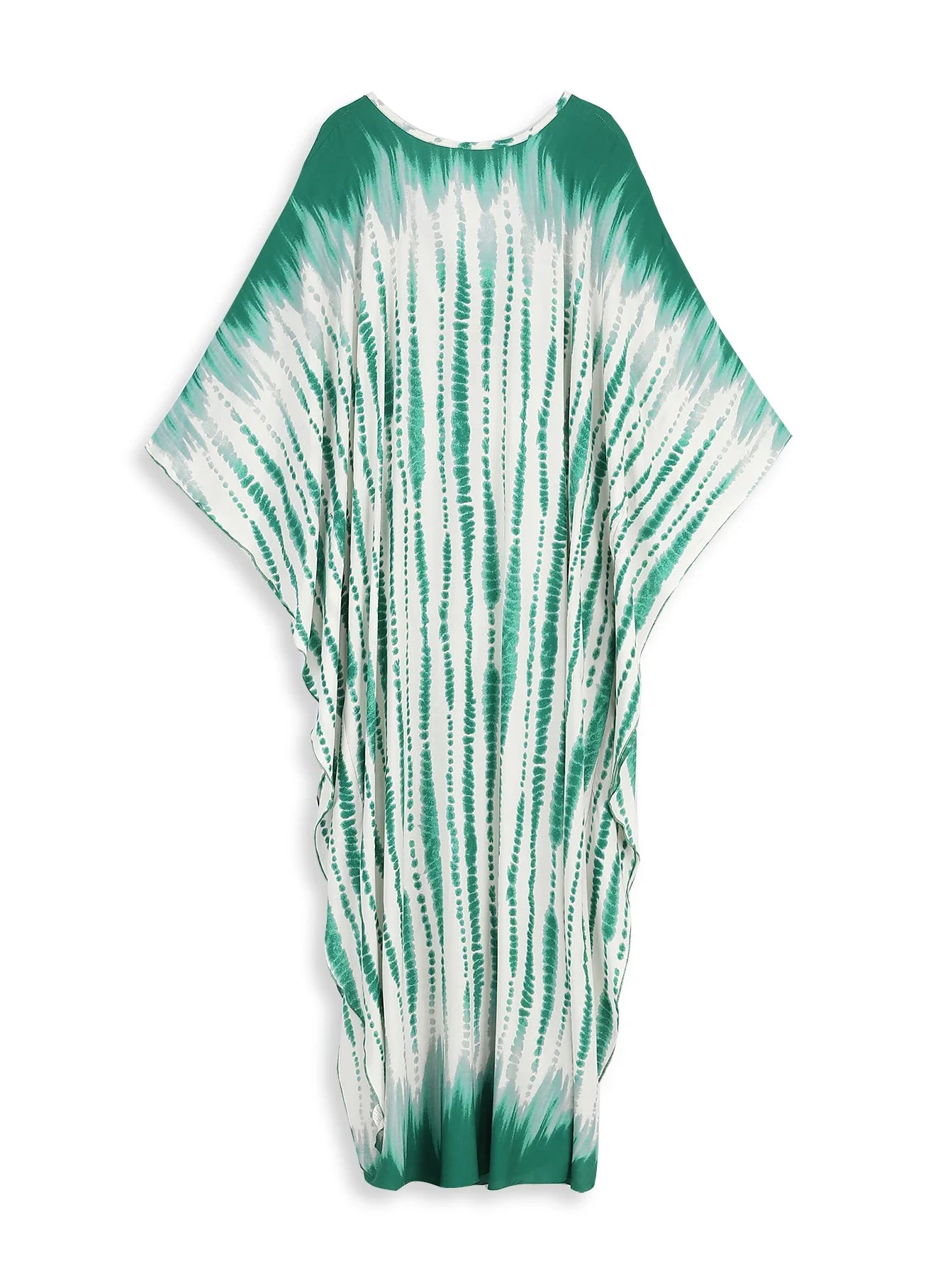 Boho Maxi Dress - Beach Dress, Kaftan Dress Vintage Embroidered in Danica Tie Dye Green