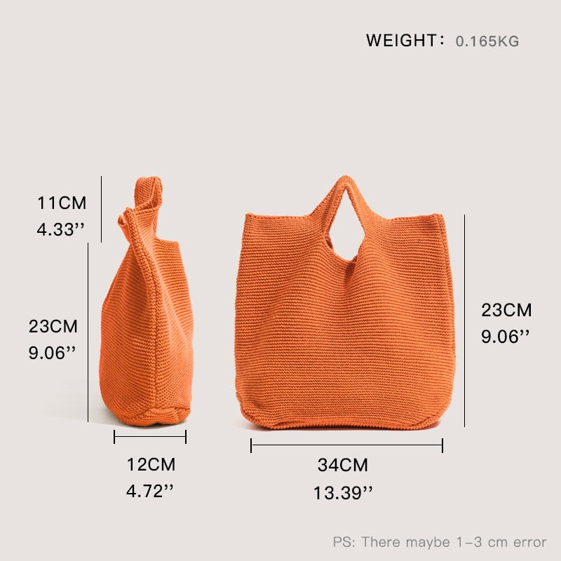 Boho Bag, Hobo Bags, Knitting Tote Bag, Satchel Handbags in Orange, Beige, Green