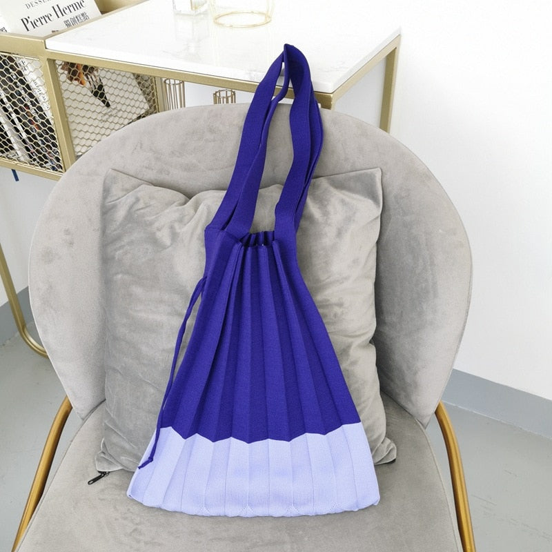 Boho Bag, Eco Tote Bags, Crochet Tote, Knitted Shopper Handbags, Pleated Bags in 6 colors