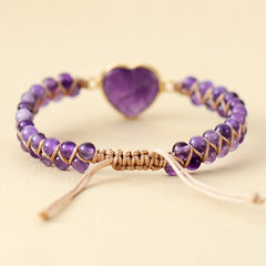 Boho Bracele Amethysts OM Charm String Braided Macrame Bracelets