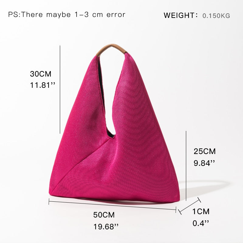 Boho Bag, Hobo Bags, Triangle Fabric Bag in Pink, Blue, Black, Green