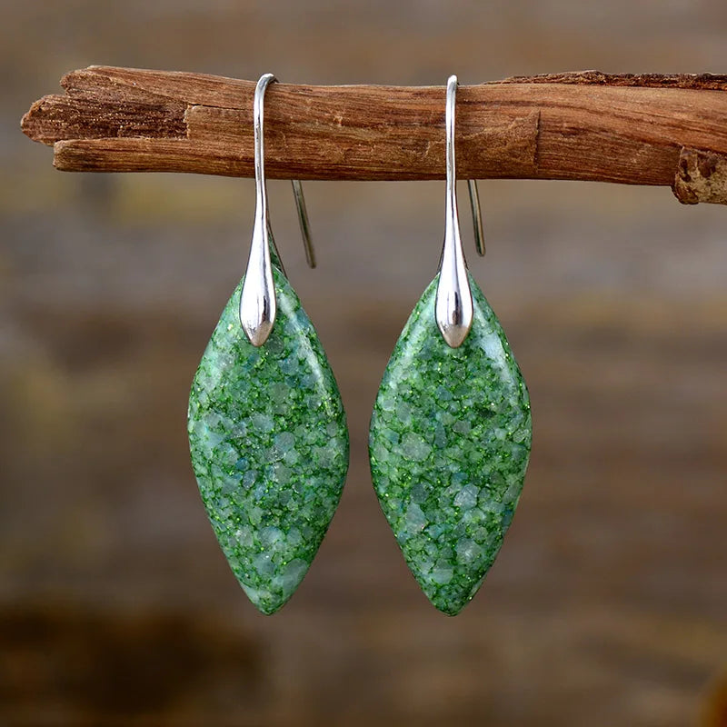 Boho Earrings, Dangle Earrings, Silver Plated  Jaspers Imperial