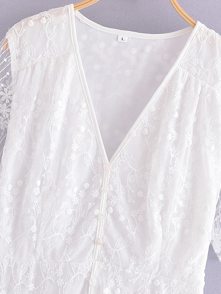 Maxi Dress - Boho Dress - Sundress - Lace Dress - White Carina