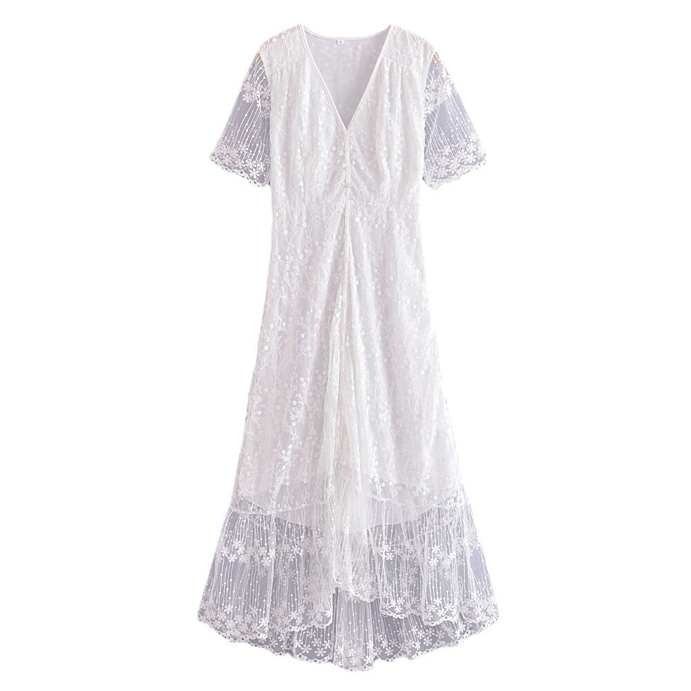 Maxi Dress - Boho Dress - Sundress - Lace Dress - White Carina
