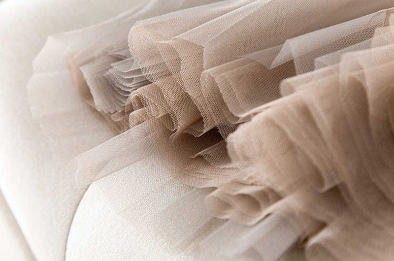 Boho Skirt, Hippie Skirts, Midi Pleated Skirt, Amanda Tulle Skirt in Apricot