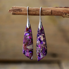 Boho Dangle Earrings - Silver-Plated Jasper Drop Earrings