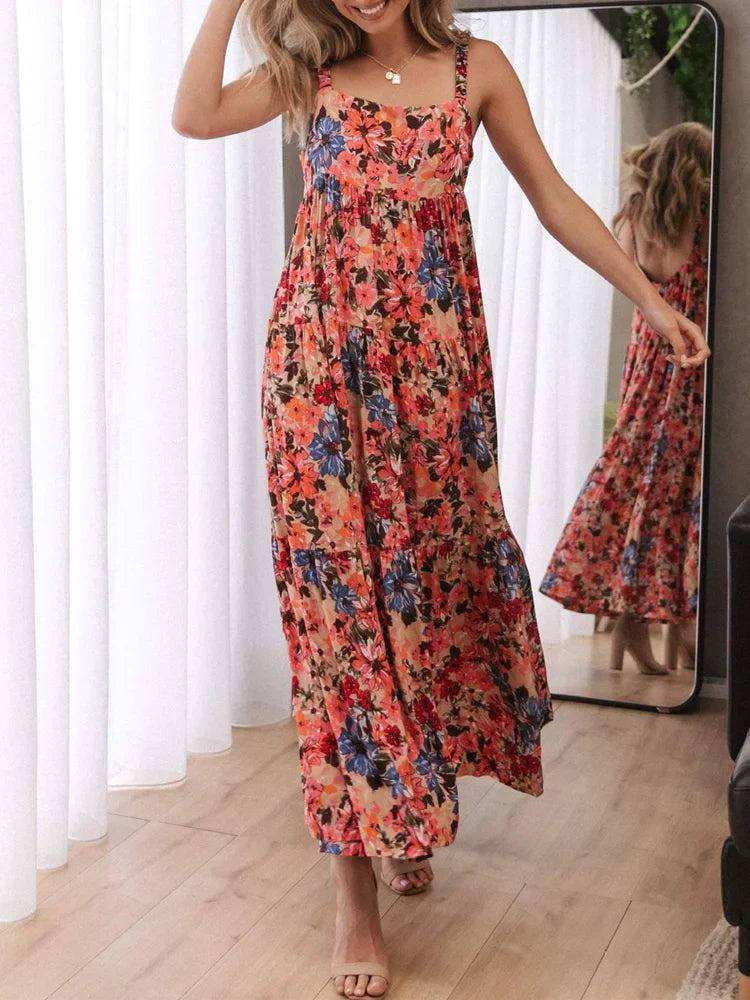 Maxi Dress - Boho Dress - Maxi Boho Sundress - Valentina Flower