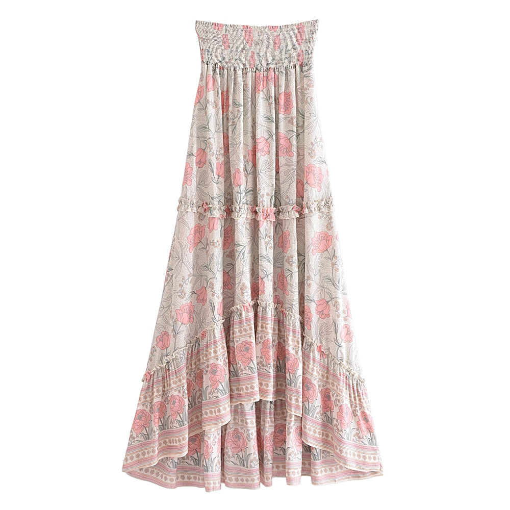 Boho Skirt, Hippie Skirts, Midi Skirt, Wild Rose in Smoke