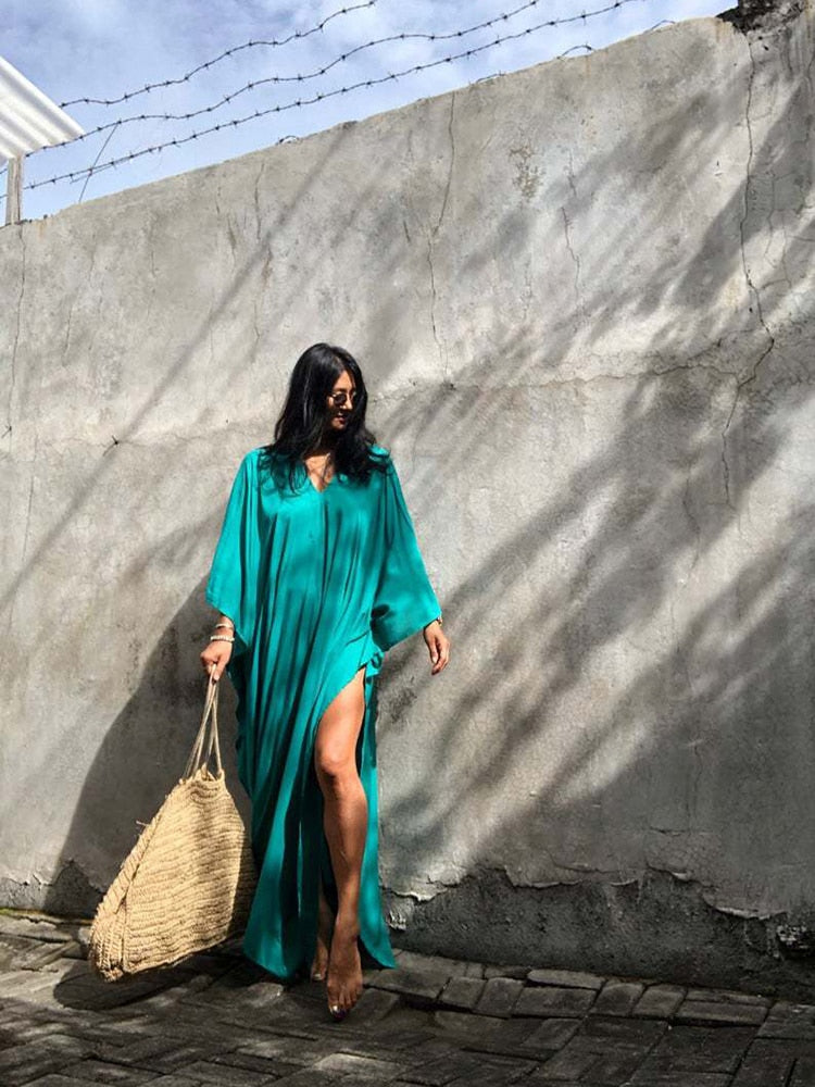 Boho Maxi Dress, Beach Dress, Kaftan Zaynab in Red, Blue, White and Yellow