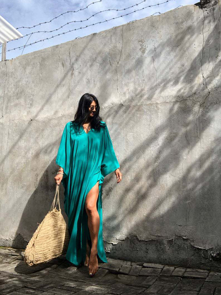 Boho Maxi Dress, Beach Dress, Kaftan Zaynab in Red, Blue, White and Yellow