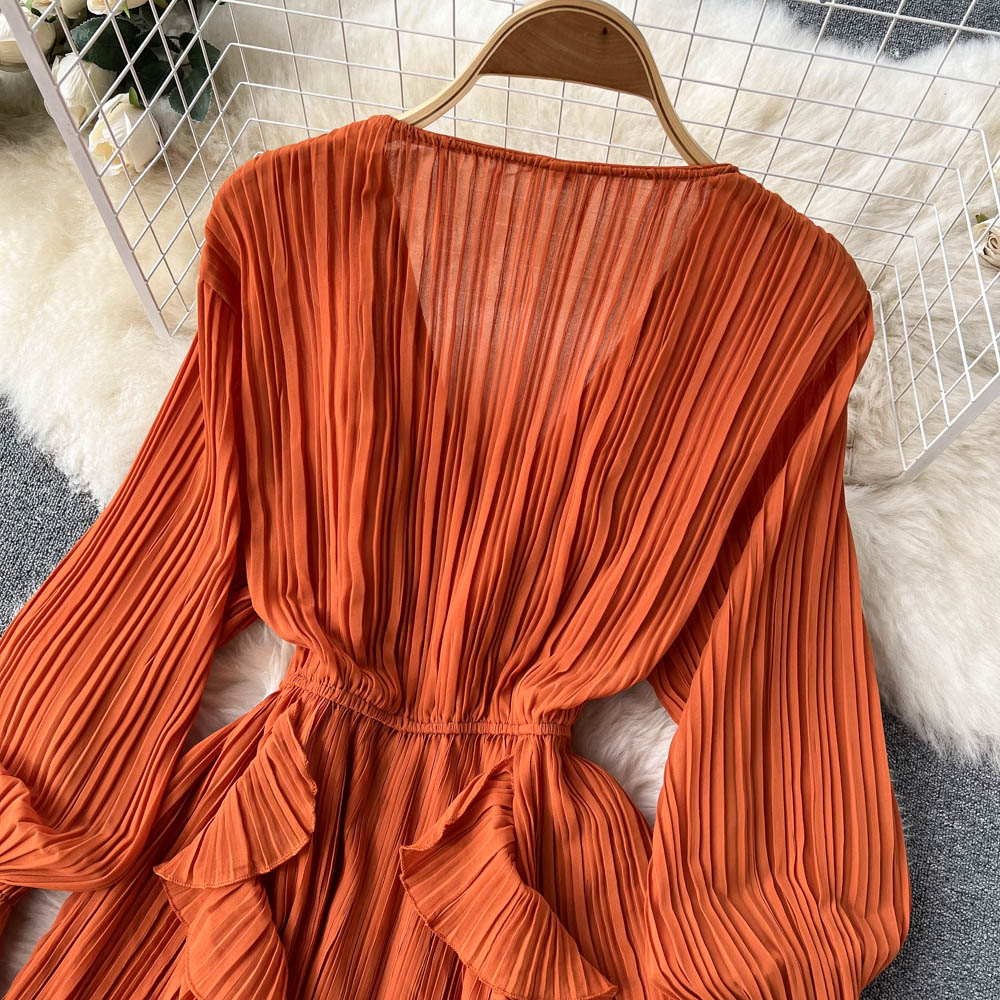 Maxi Dress, Boho Vintage Pleated Dress, Josephine Gown in Blue, Yellow, Orange and Pink