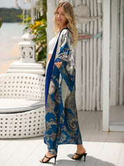 Boho Robe, Kimono Robe, Silk robe, Beach Cover up, Blue Cordelia