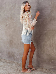Boho Crop Top, Beach Cover Up, Fringe in Fringe  in Beige