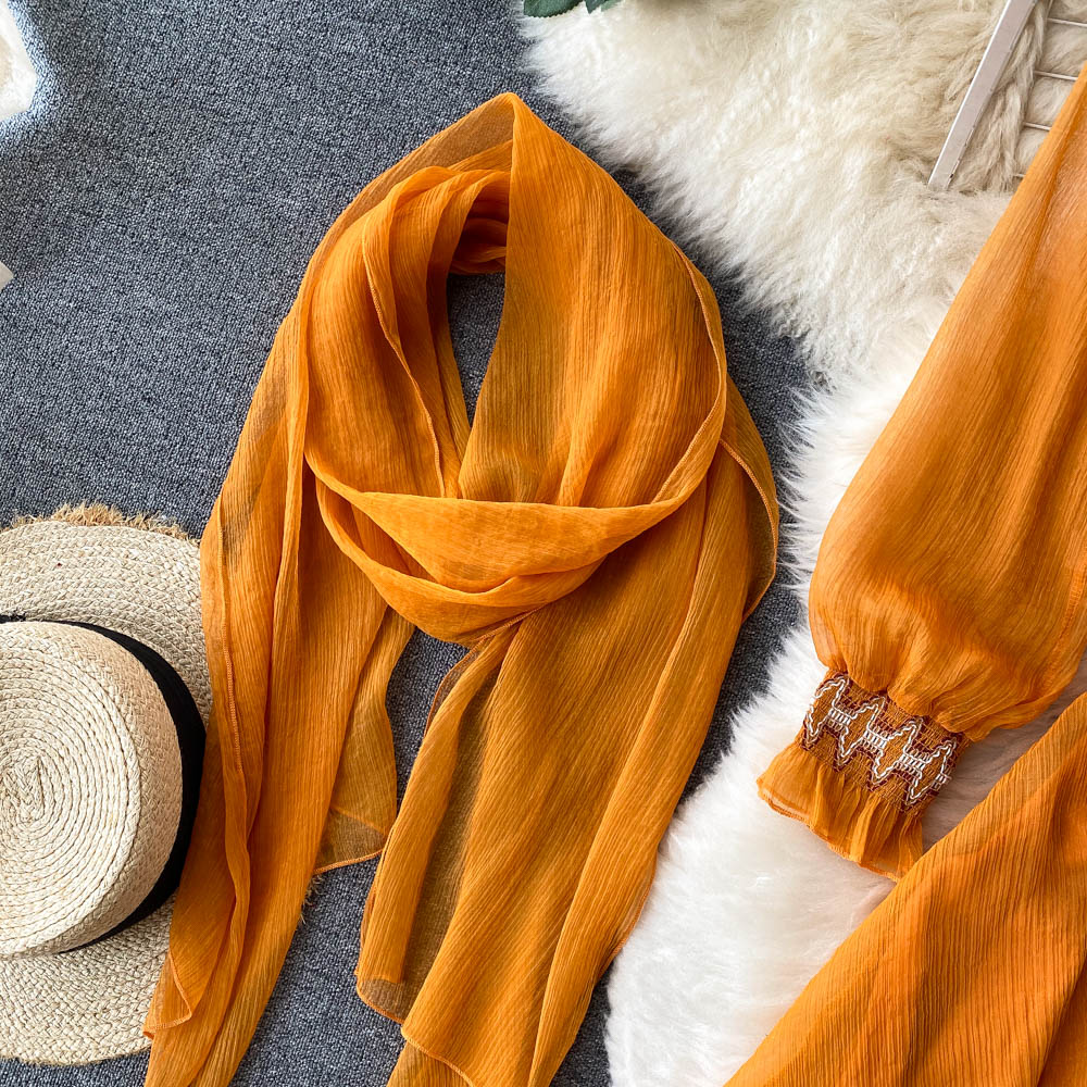 Maxi Dress with Matching Scarf, Boho Vintage Dress, Gown, Sahara in Gold