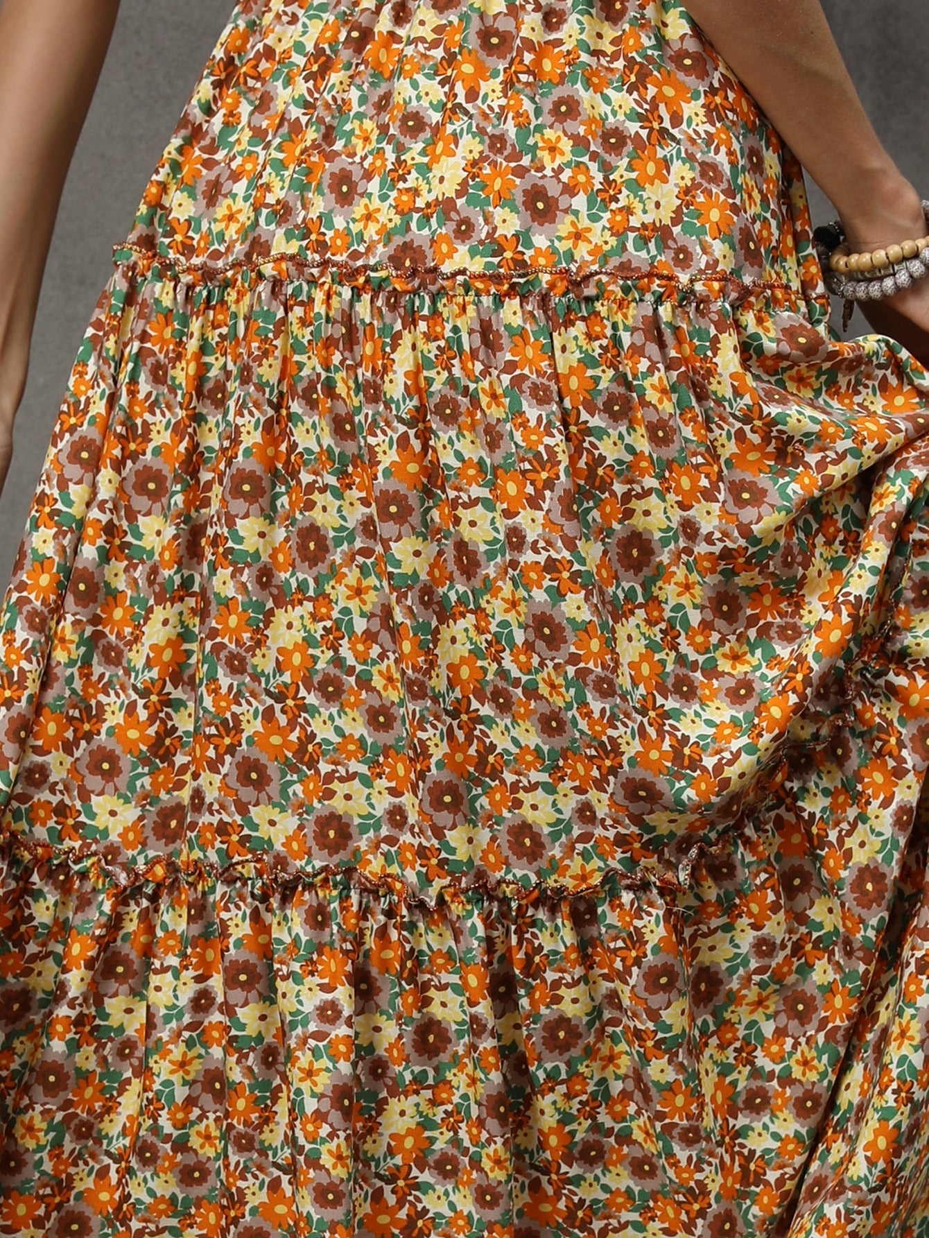 Boho Skirt, Hippie Skirts, Maxi Skirt, Flower Ruffle in Blue