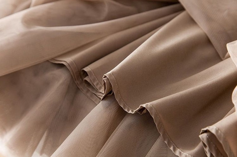 Boho Skirt, Hippie Skirts, Midi Pleated Skirt, Amanda Tulle Skirt in Apricot