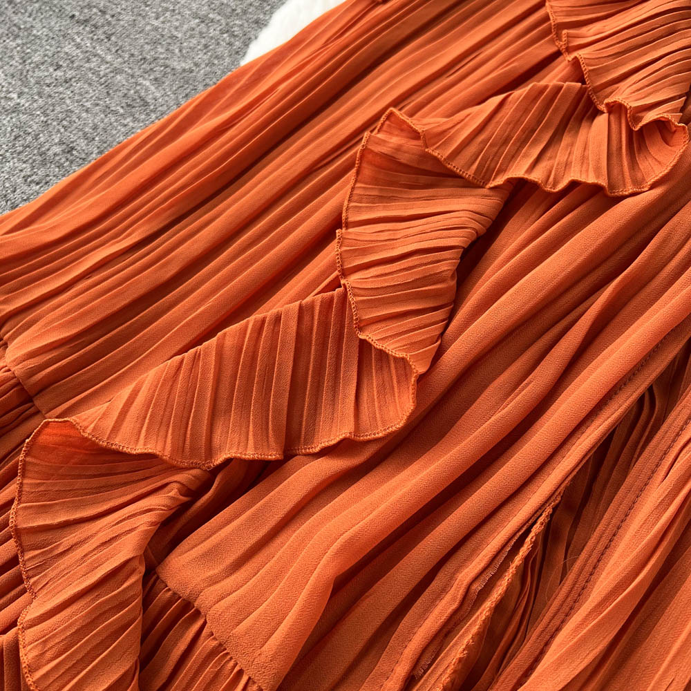 Maxi Dress, Boho Vintage Pleated Dress, Josephine Gown in Blue, Yellow, Orange and Pink