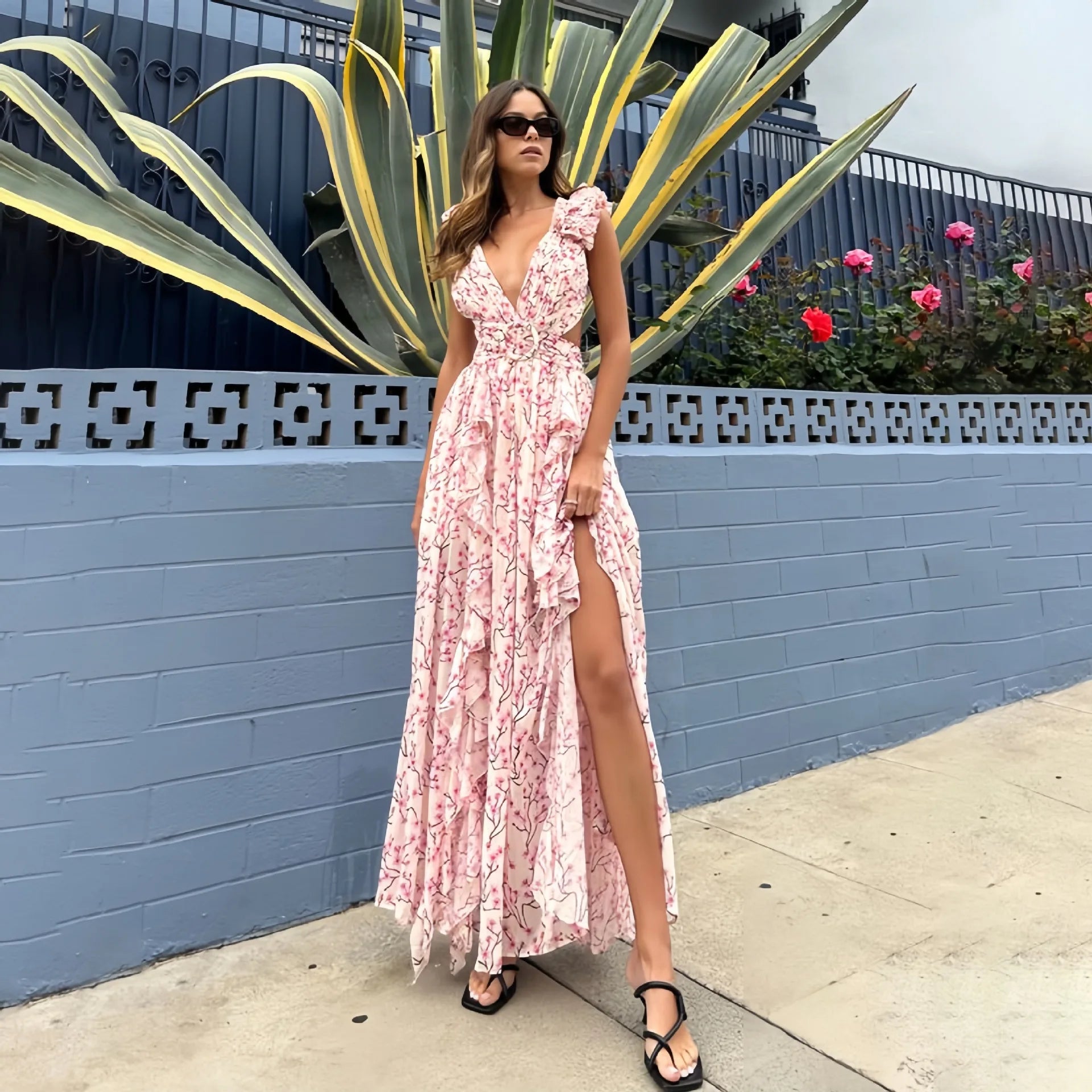 Boho Beach Dress - Backless Summer Vacation Vibes - Misty Pink Rose