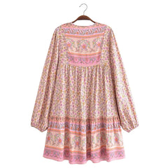 Boho Mini Dress Tunic Dress, Sundress, Caroline Flower