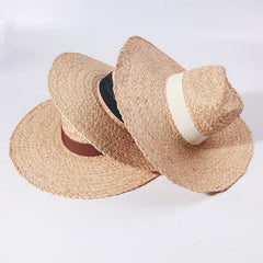 Sun Hats for Women - Wide Brim Fedora Raffia Straw Hat - British Top Beach Hats for Summer Vacation