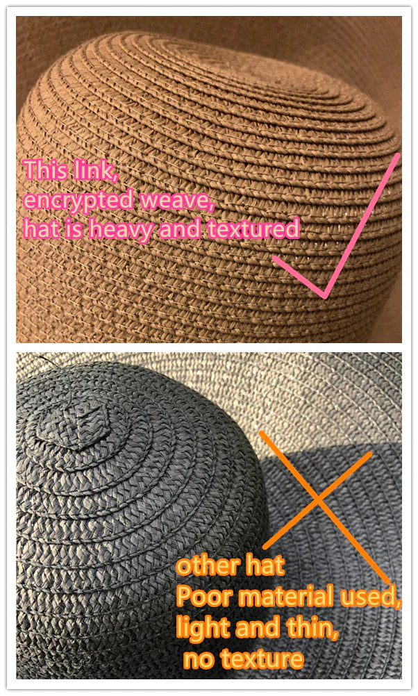 Boho Hat, Sun Hat, Beach Hat, Extra Large Wide Brim, Straw Hat, 4 colors (Soft, Brim 20, 25, 30, 35, 40 cm)