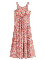 Maxi Dress - Boho Dress - Maxi Boho Sundress - Red White Daisy