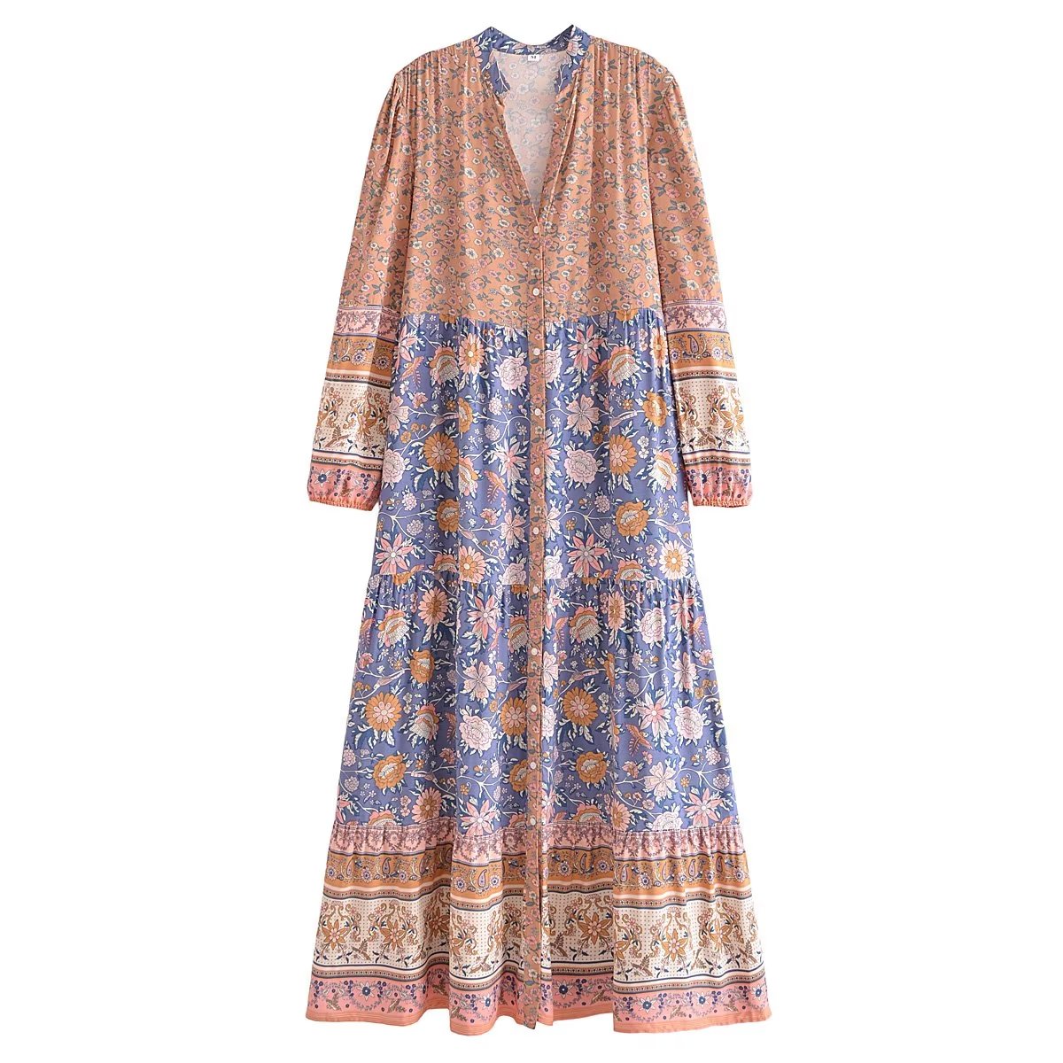 Maxi Dress, Boho Gown Dress, Scilla Elise in Pink and Blue