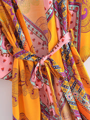 Boho Robe, Kimono Robe,  Beach Cover up, Orange Gypsy