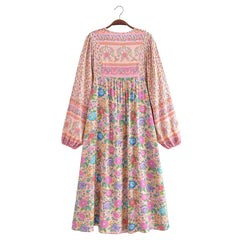 Gown Dress, Boho Maxi Dress, Loose Dress,  Elliana Flower