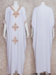 Boho Maxi Dress - Beach Dress, Kaftan Dress Vintage Embroidered in Liliana Navy