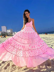 Boho Beach Dress - Backless Summer Vacation Vibes - Pink India Moon