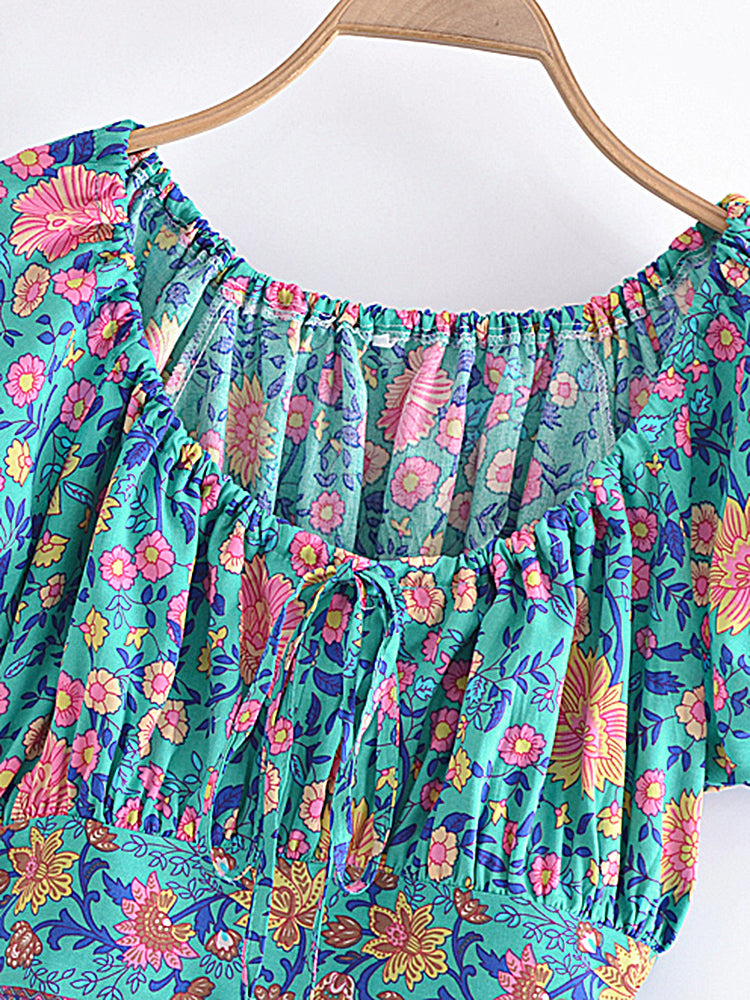 Boho Two Piece Set, Two Piece Skirt Set, Wild Floral in Navy