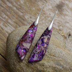 Boho Dangle Earrings - Silver-Plated Jasper Drop Earrings