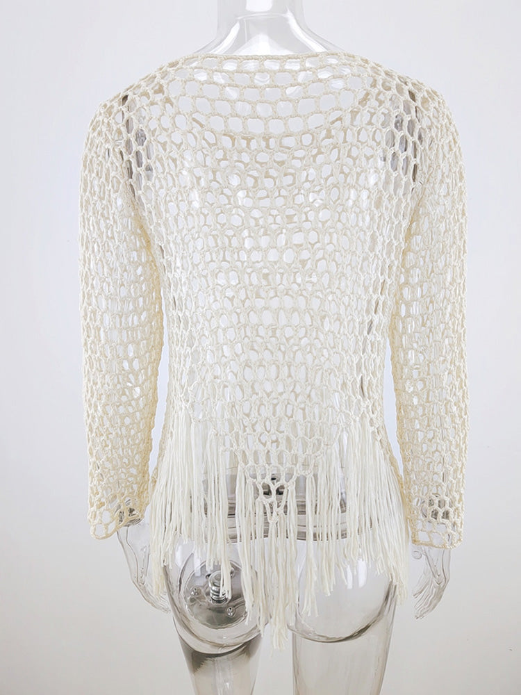 Boho Crop Top, Beach Cover Up, Fringe in Fringe  in Beige