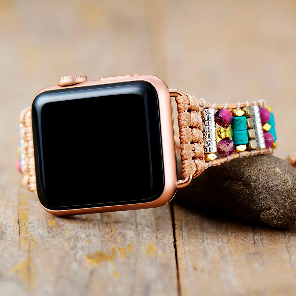 Boho Apple Watch Band - Bohemia Turquoises Beaded Wrist Bracelet Rope Strap