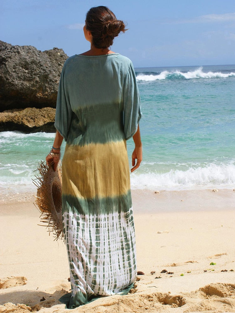 Boho Maxi Dress, Beach Dress,Kaftan Dress, Olivia in Sage