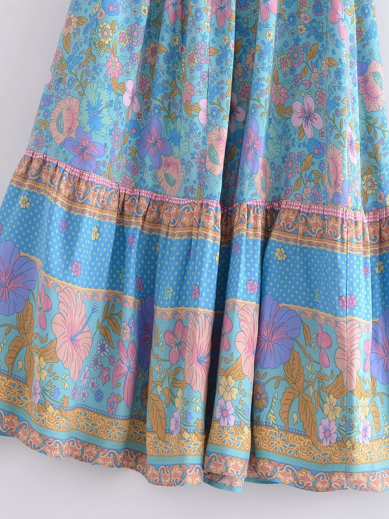Boho Dress - Sundress - Smocked Dress Scilla Primrose in Pink and Blue