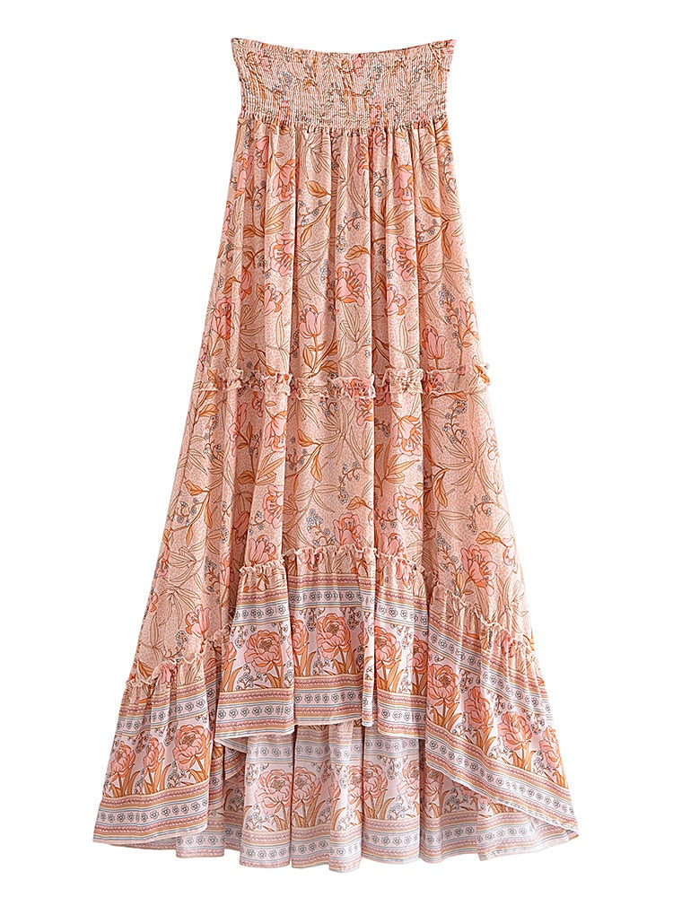 Boho Skirt, Hippie Skirts, Midi Skirt, Wild Rose in Pink Old Rose